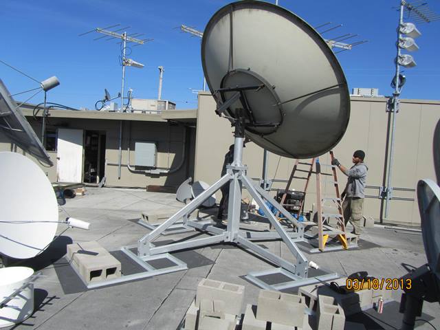 Microwave dish roof installation